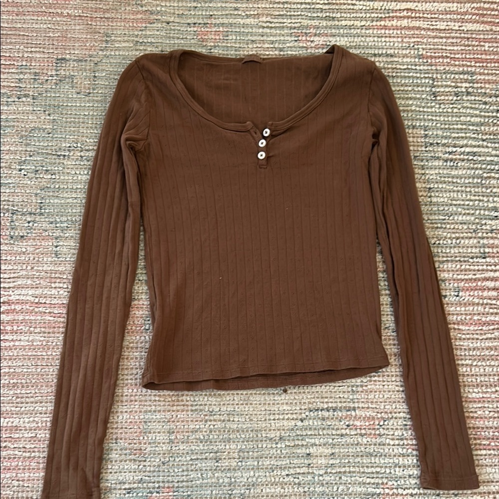Brown Tight Long Sleeve Top